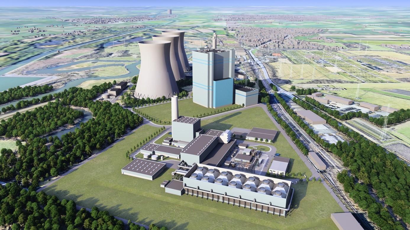 Maquette d'une centrale à cycle combiné gaz prête pour l'hydrogène (RWE)